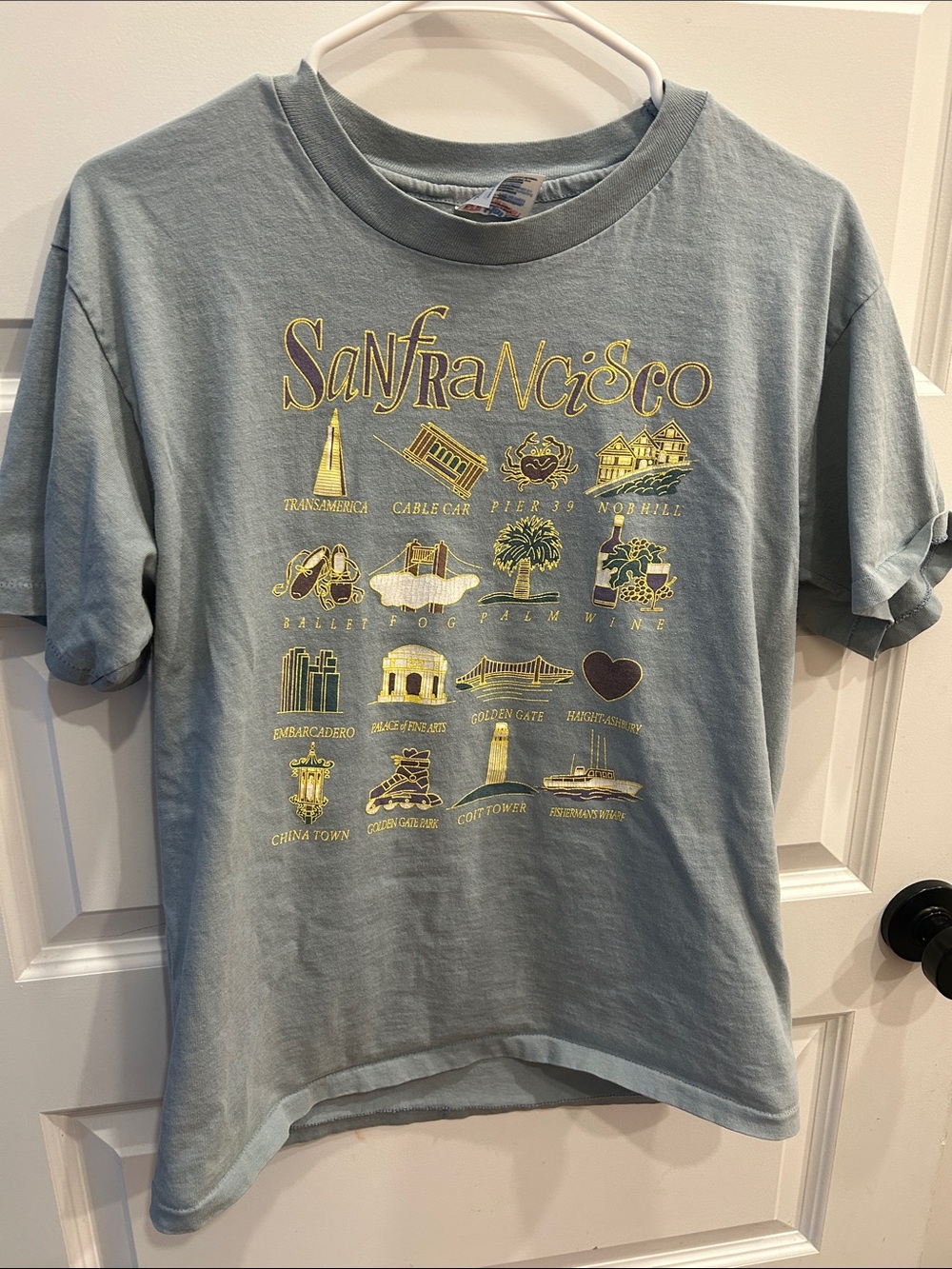 San Francisco Graphic Tee artist small maker art - Light Blue with Gold Print